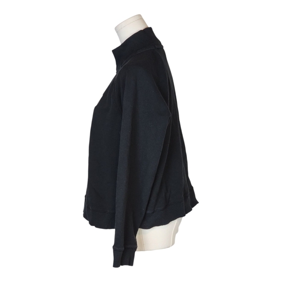 VS PINK Quarter Zip Pullover Sweatshirt Black Logo Side Stripe Relaxed Fit - Picture 3 of 10